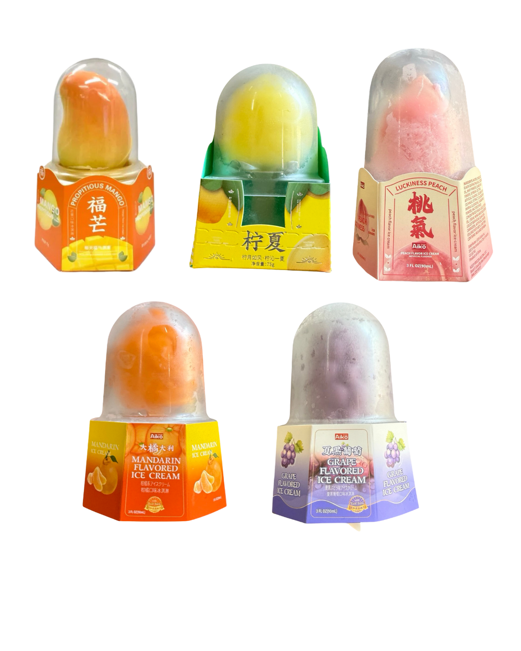 Viral Chinese Propitious Ice Cream, Flavors of Mango, Peach, Strawberry, Mandrain, Lemon, or Grape (Single Pack) (In Store Pick-Up Only)