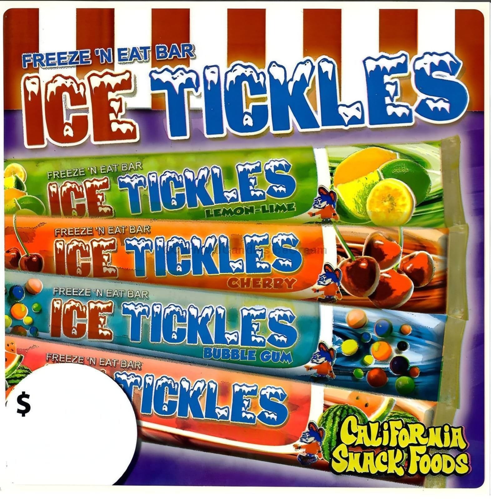 Ice Tickles Lemon-Lime/Cherry/Bubble Gum/Watermelon Ice Cream Pop (36 Count) (In Store Pick-Up Only)